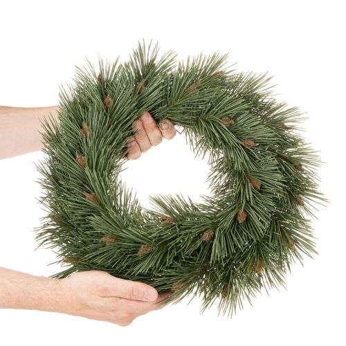 Künstlicher Nadelzweig-Kranz mit Zapfen, 40 cm, Grün, Innenbereich | Floristik21.de