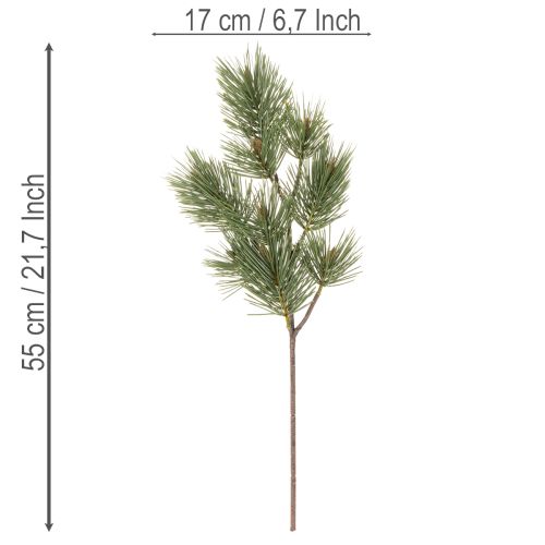 Kiefernzweig künstlich Dekozweig 55cm grün 3er-Set | Floristik21.de