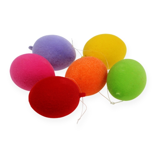 Floristik21 Deko-Eier zum Aufhängen Beflockt Bunte Ostereier 6cm 18 St
