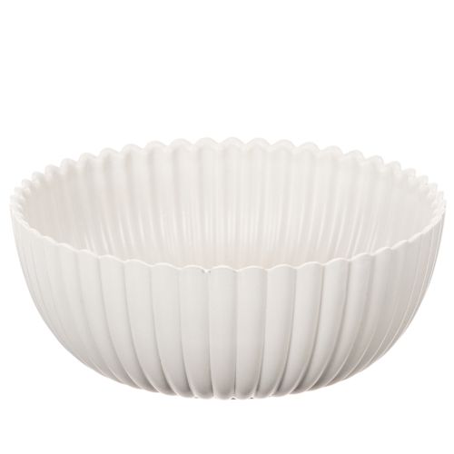 Runde Kunststoffschale Weiß mit geriffelter Oberfläche Ø 15 cm 2 Stück