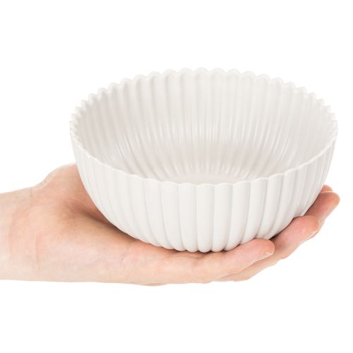 Runde Kunststoffschale Weiß mit geriffelter Oberfläche Ø 15 cm 2 Stück | Floristik21.de