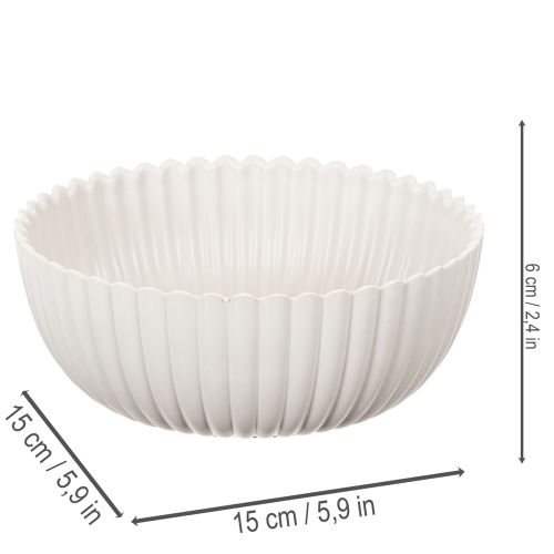 Runde Kunststoffschale Weiß mit geriffelter Oberfläche Ø 15 cm 2 Stück | Floristik21.de