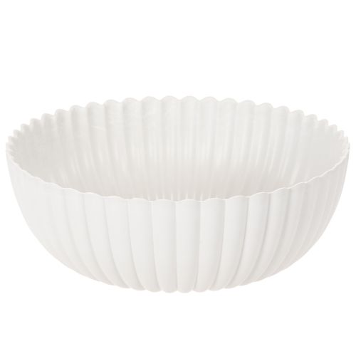 Dekoschale Kunststoff geriffelt Grau 25cm