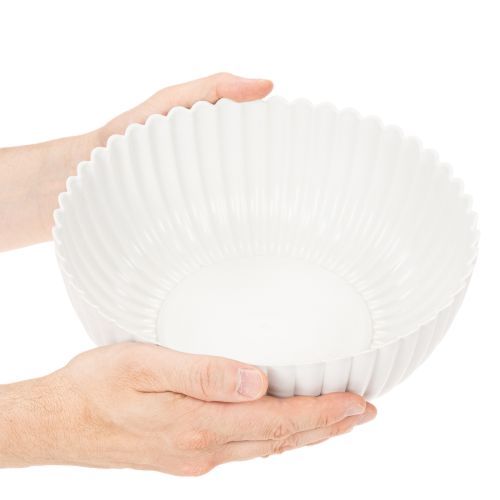 Dekoschale Kunststoff geriffelt Grau 25cm | Floristik21.de