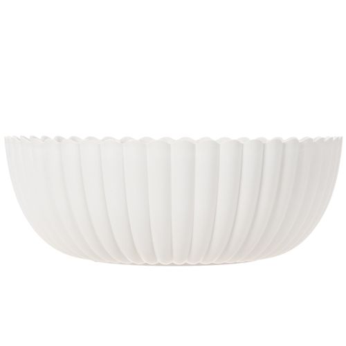 Dekoschale Kunststoff geriffelt Grau 25cm | Floristik21.de