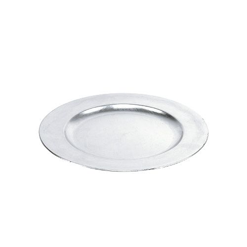 Floristik21 Plastikteller 25cm Silber mit Blattsilber-Effekt