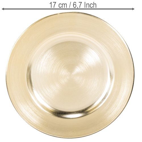Kleiner runder Dekoteller Metall glänzend Gold 17cm 6er-Set