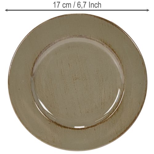 Kunststoff Dekoteller rund 17 cm dunkelgrün-braun 6 Stück | Floristik21.de