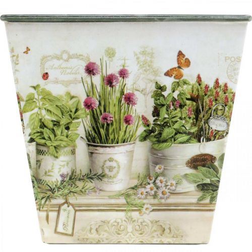 Artikel Kräutertopf, Übertopf mit Motiv, Pflanzgefäß H13cm B13,5cm