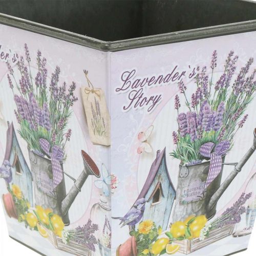 Pflanztopf Lavendelmotiv, Dekotopf eckig, Übertopf Kunststoff H13cm B13,5cm