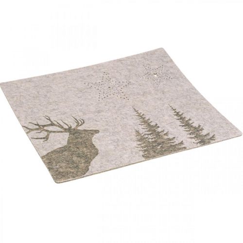 Floristik21.de Tischset Weihnachten Tischdeko Braun Filz 45×35cm 4St-06739