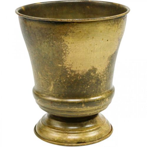 Vintage Übertopf Metall Pokalvase Messing für stilvolle Blumenpräsentation Ø17cm H19cm einkaufen | Floristik21.de