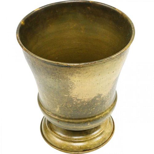 Vintage Übertopf Metall Pokalvase Messing für stilvolle Blumenpräsentation Ø17cm H19cm | Floristik21.de