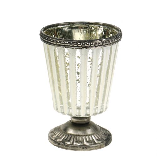 Teelichtglas Pokal Bauernsilber H11cm Teelichtglas Pokal Bauernsilber H11cm