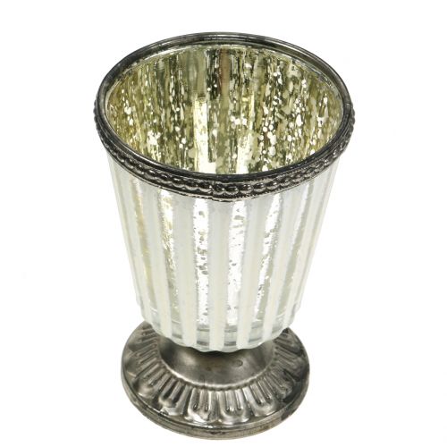 Teelichtglas Pokal Bauernsilber H11cm