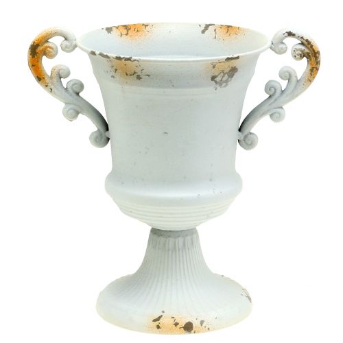 Floristik21 Pokal Antik Weiß Ø16,8cm H24,8cm