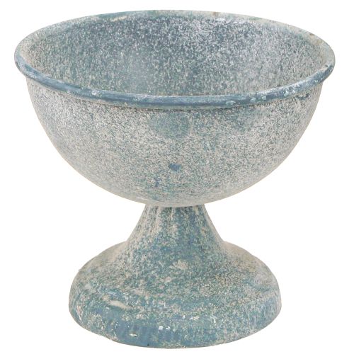Floristik21 Pokalschale Klein Antik Metall Deko Ø12cm Blau Weiß
