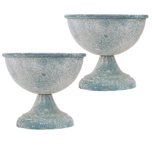 Artikel Pokalschale Klein Antik Metall Deko Ø12cm Blau Weiß