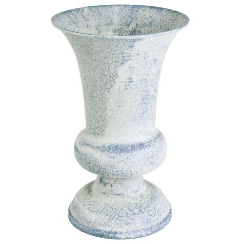 Artikel Pokalvase im Kelch-Design Ø16,5cm H24cm Antik Weiß-Blau