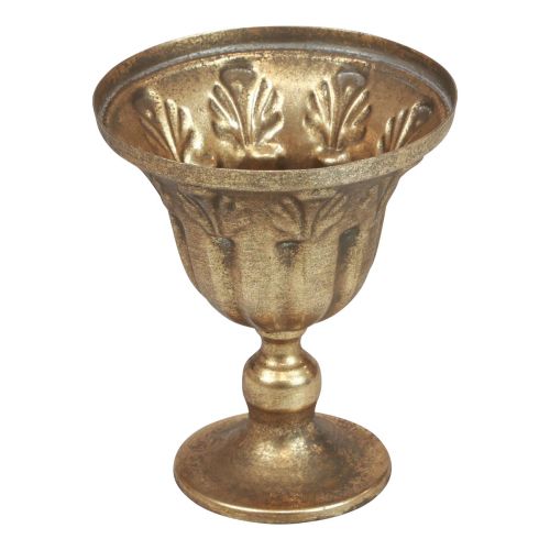 Pokalvase Deko Pokal Metall Kelch Gold Antik Ø13cm H15,5cm