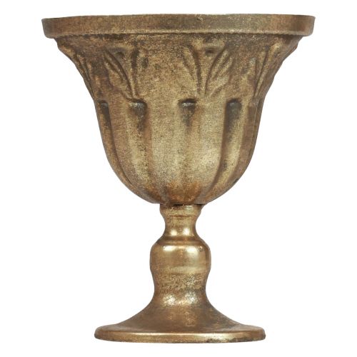 Pokalvase Deko Pokal Metall Kelch Gold Antik Ø13cm H15,5cm