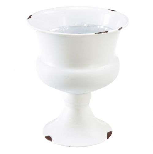 Artikel Pokalvase Deko Pokal Weiß Rost Ø13,5cm H15cm Shabby Chic