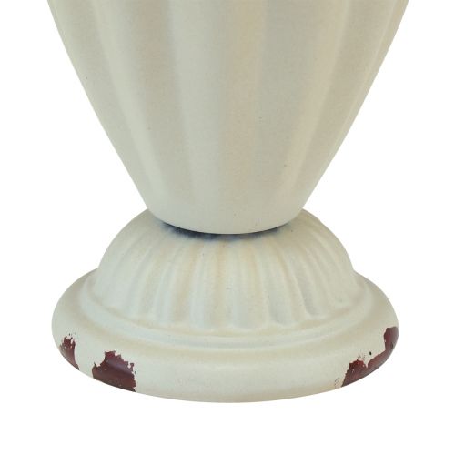 Artikel Vintage Metall Pokalvase Creme Braun, Deko-Vase für Trockenblumen & Sukkulenten Ø9cm H13cm