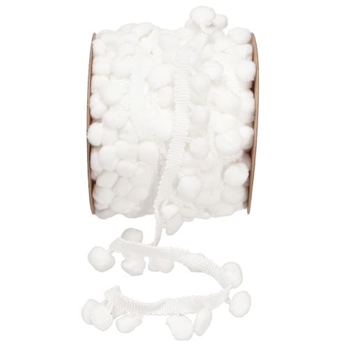Pom Pom Band Weiß 20mm 15m Dekoband mit Polyester Pompoms
