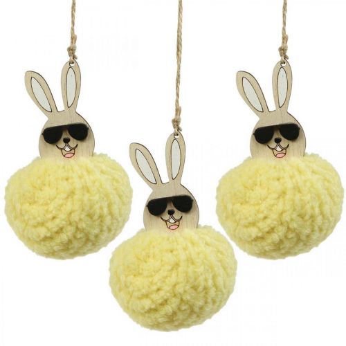 Dekoanhänger Puschelhase Gelb Hasen Deko Ostern Ø7cm 6St