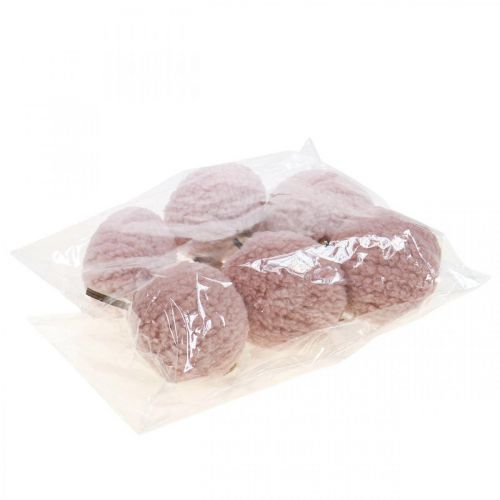 Floristik21 Anhänger Puschelhase Rosa Holz Dekoanhänger Ø5cm–10cm 6St
