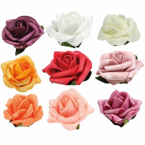 Floristik21 Foam-Rose Ø3,5cm verschiedene Farben 48St