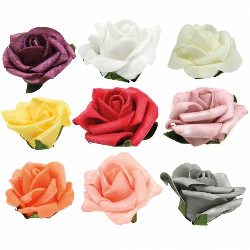 Floristik21 Foam-Rose Ø6cm verschiedene Farben 27St