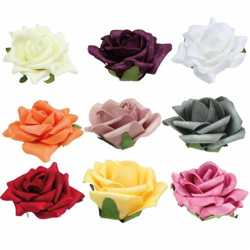 Artikel Foam-Rose Ø7,5cm verschiedene Farben 18 St