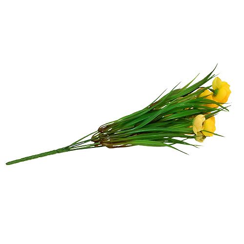 Floristik21 Ranunkelstrauß mit Gras 35cm Gelb