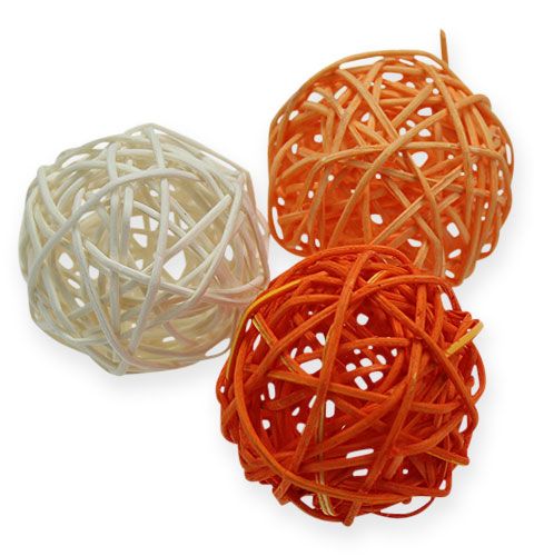 Floristik21 Rattanbälle 4,5cm Orange Apricot 30 St