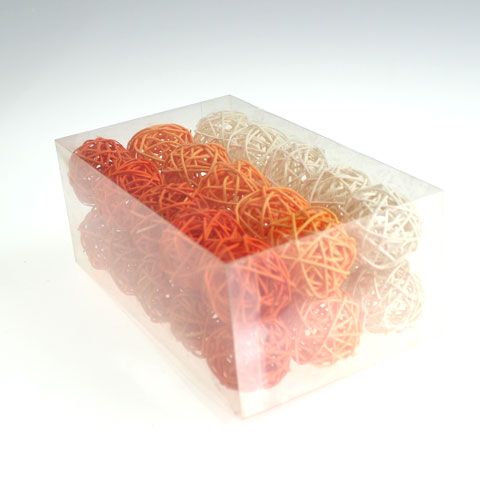 Floristik21 Rattanbälle 4,5cm Orange Apricot 30 St