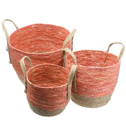 Floristik21 Rattankorb Natur/Orange Ø40/32/26cm 3St