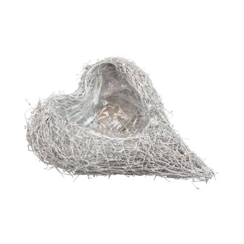 Floristik21 Rebenherz Pflanzherz Pflanzschale Weiß Natur 16×21×8cm