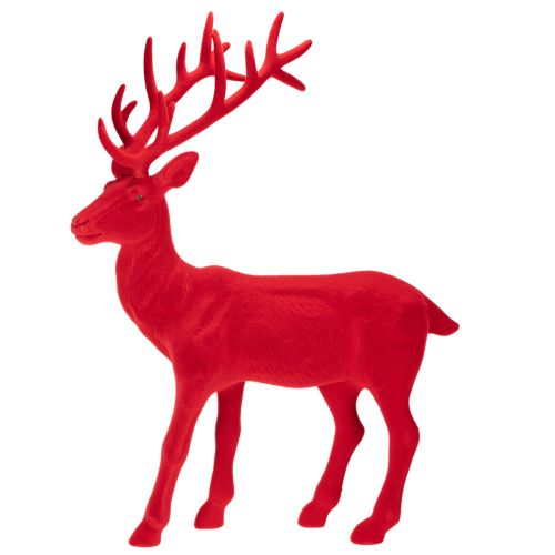 Dekofigur Hirsch stehend 85cm Rot Beflockt Innenbereich | Floristik21.de