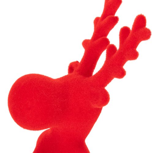 Dekofigur Rentier Kunststoff beflockt Rot liegend 24cm 2er-Set | Floristik21.de
