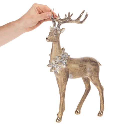 Dekofigur Hirsch Polyresin 41cm Gold Silber Innenbereich | Floristik21.de