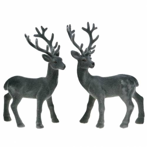 Deko Hirsch beflockt Grau 20cm 2 St