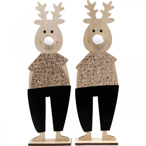 Rentier Holz Dekofigur Aufsteller Weihnachten 12×6,5cm H45cm 2St