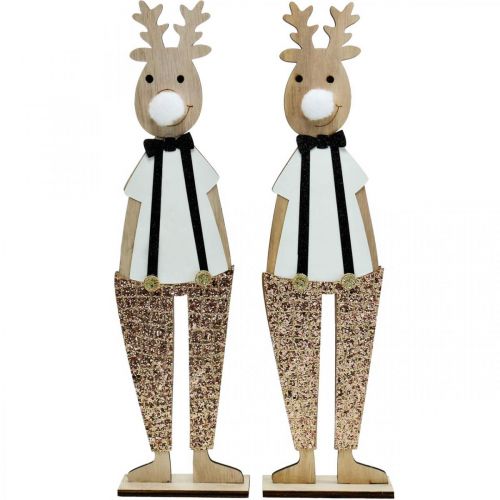 Rentier Holz Dekofigur Weihnachten zum Stellen 12×6,5cm H45cm 2St