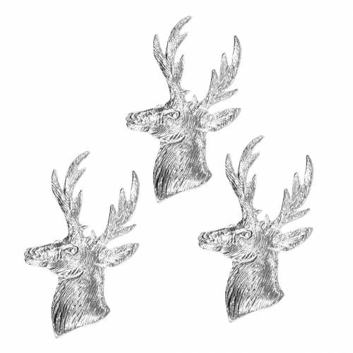 Deko-Rentierbüste Silber Metall 8cm × 4,8cm 8St