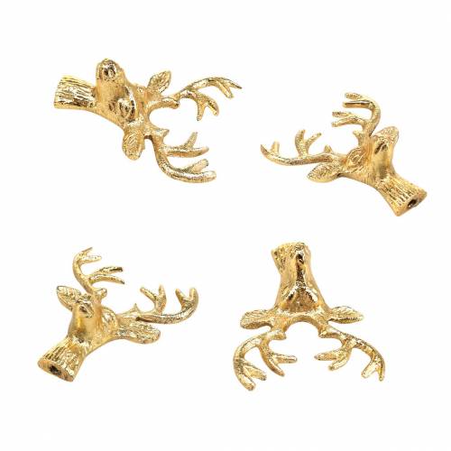 Floristik21 Weihnachtsdeko Hirschkopf Metall Golden 6,8cm 6St