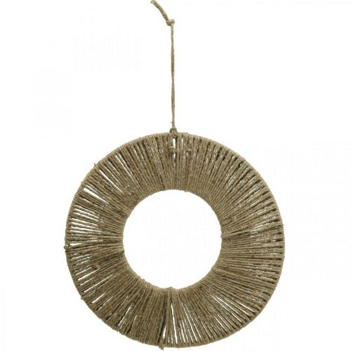 Floristik21 Ring bespannt, Sommerdeko, Dekoring zum Aufhängen, Boho-Stil Naturfarben, Silbern Ø29,5cm