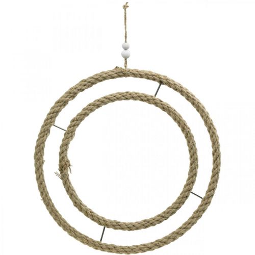 Floristik21 Doppel-Dekoring, Ring zum Dekorieren, Ring aus Jute, Boho-Stil Naturfarben, Silbern Ø41cm