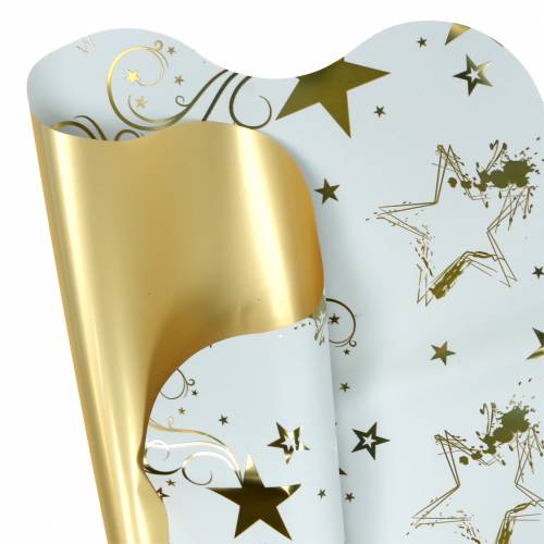 Floristik21 Rondella Manschette Weihnachtsmotiv Weiß Gold 60cm 50St