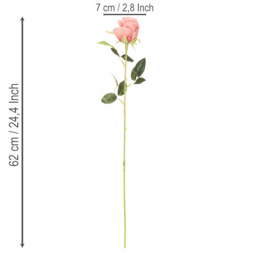 Kunstblume Rose Bund 12 Stück Langstiel 62cm Rosa Kunststoff/Seide | Floristik21.de